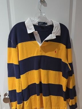 Polo by Ralph Lauren Navy & Yellow Striped Rugby Polo